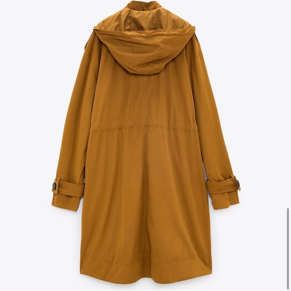 🧡 Cotton Blend Contrast Drawstring Hooded Jacket - Picture 9 of 11